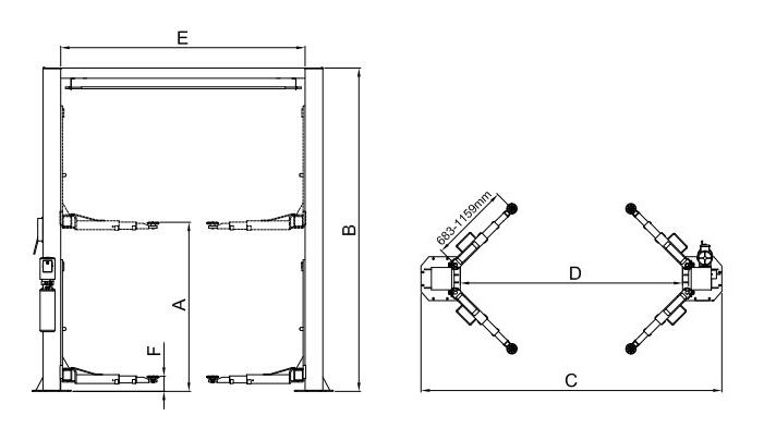 LIFT KING 2-POST “LOW HEIGHT” 4.0T CLEAR FLOOR HOIST 3