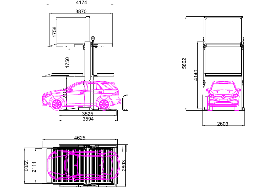 2500kg per level capacity Specifications